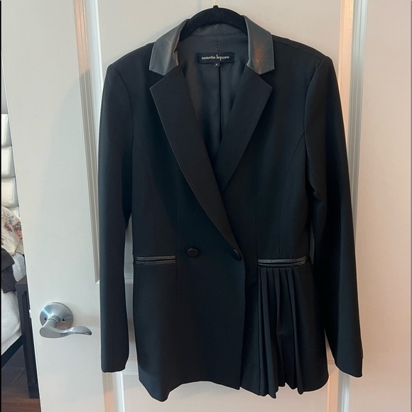Nanette Lepore Black Jacket LeatherCollar Size 6 - Picture 2 of 16